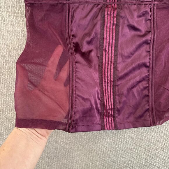 Victorias Secret Very Sexy Burgundy Satin Mesh Corset Top Lingerie Tank M Purple - Picture 8 of 8